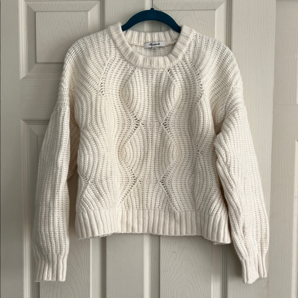 Madewell Cream Cable Knit Sweater